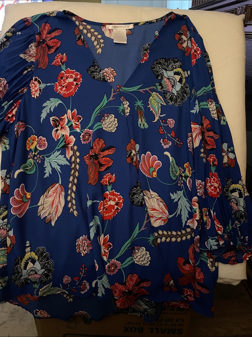 Masquerade Royal Blue Floral V-Neck Tunic